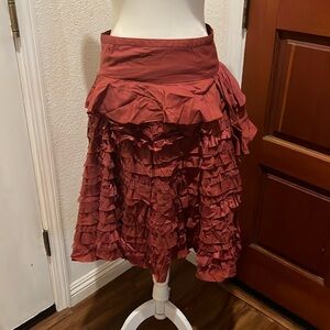 Anthropology Flounce tiered lined skirt